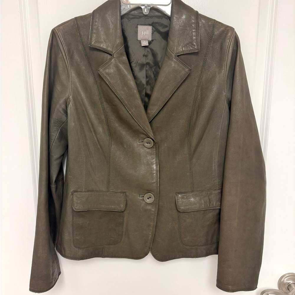 Leather 2 Button Blazer Jacket Size S